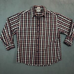Aeropostale Shirt Mens Large Red Blue Plaid Flannel Long Sleeve Heavy Fabric‎